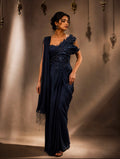 Navy Blue Embellished Draped Saree Gown