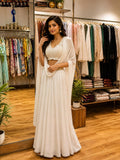 Ivory White Embroidered Lehenga Skirt with Designer Blouse & Cape Dupatta