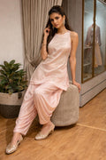 Blush Pink Embroidered Satin Kurta Set with Dhoti Pants