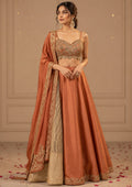 Rust Orange Embroidered Lehenga Set with Designer Blouse & Dupatta