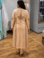 Women's Beige Embroidered Straight Kurta with Pant | Ethnic Co-ord Set