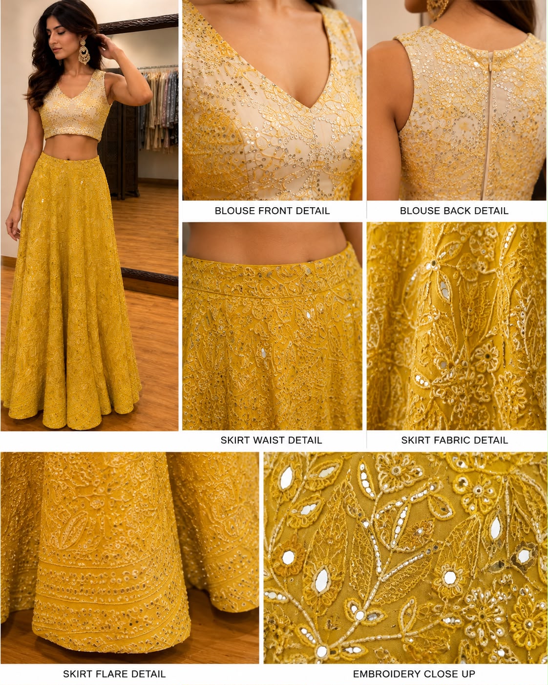Mustard Yellow Embroidered Sharara Set with Sleeveless Blouse