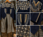 Navy Blue Printed Co-Ord Set with Embroidered Jacket